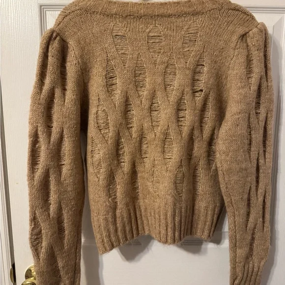 Astr Textured Tan V-Neck Sweater - Picture 2 of 6